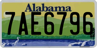 AL license plate 7AE6796