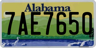 AL license plate 7AE7650