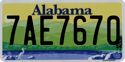 AL license plate 7AE7670