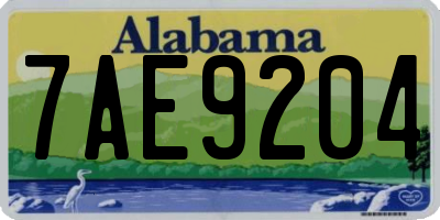 AL license plate 7AE9204