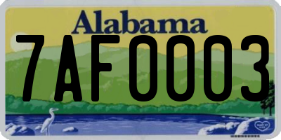 AL license plate 7AF0003