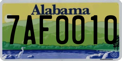 AL license plate 7AF0010