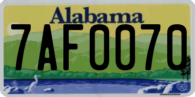 AL license plate 7AF0070