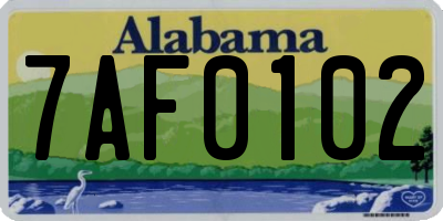 AL license plate 7AF0102