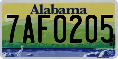 AL license plate 7AF0205