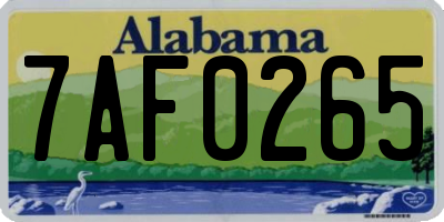 AL license plate 7AF0265