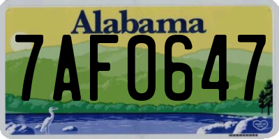 AL license plate 7AF0647