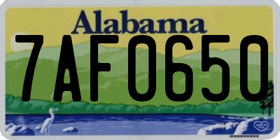 AL license plate 7AF0650