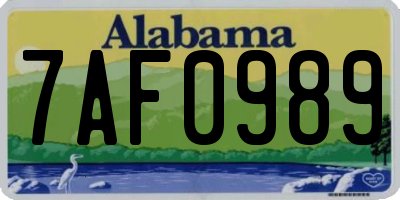 AL license plate 7AF0989