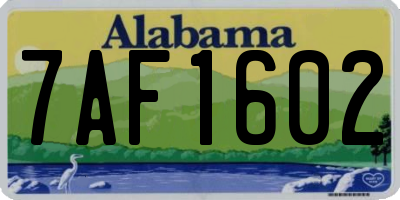 AL license plate 7AF1602