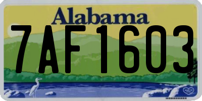 AL license plate 7AF1603