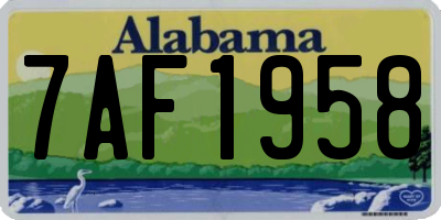AL license plate 7AF1958