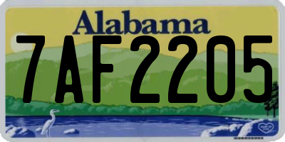 AL license plate 7AF2205