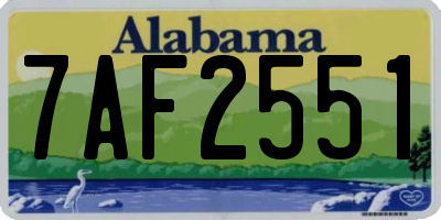 AL license plate 7AF2551