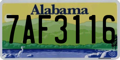 AL license plate 7AF3116