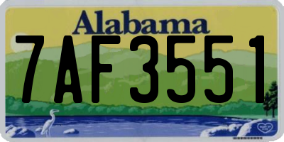 AL license plate 7AF3551