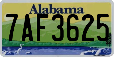 AL license plate 7AF3625