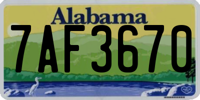 AL license plate 7AF3670