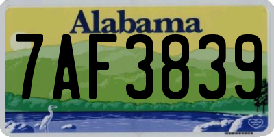 AL license plate 7AF3839
