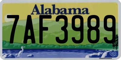 AL license plate 7AF3989