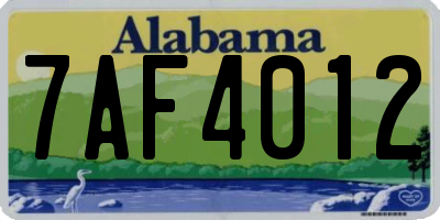 AL license plate 7AF4012