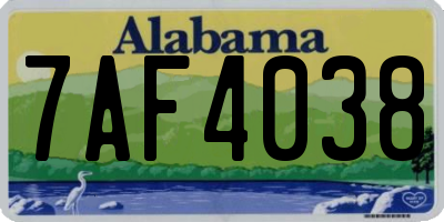AL license plate 7AF4038