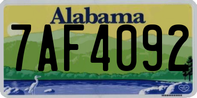 AL license plate 7AF4092