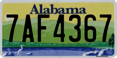 AL license plate 7AF4367