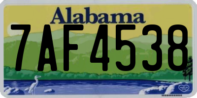 AL license plate 7AF4538
