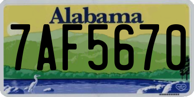 AL license plate 7AF5670