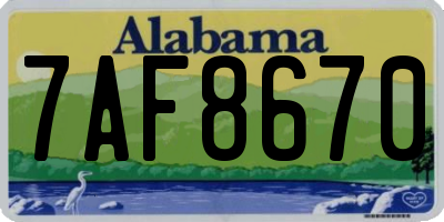 AL license plate 7AF8670