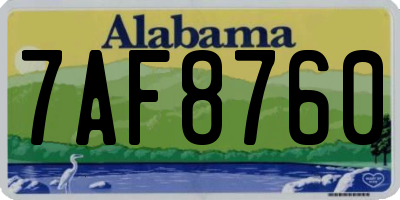 AL license plate 7AF8760