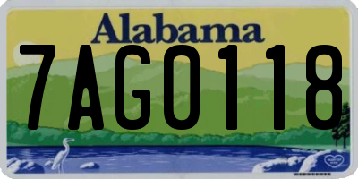 AL license plate 7AG0118