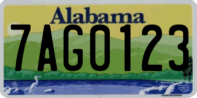 AL license plate 7AG0123