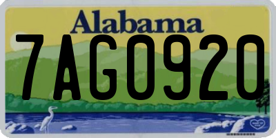 AL license plate 7AG0920