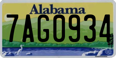 AL license plate 7AG0934