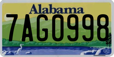 AL license plate 7AG0998