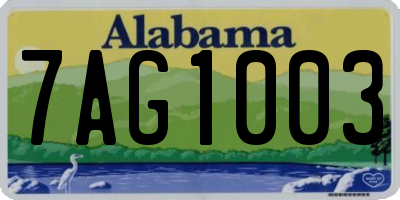 AL license plate 7AG1003