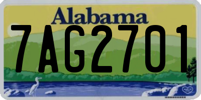 AL license plate 7AG2701