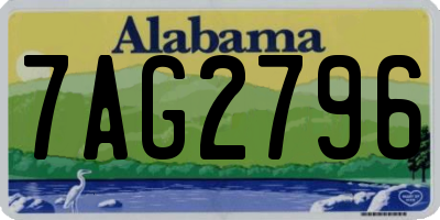 AL license plate 7AG2796
