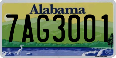 AL license plate 7AG3001