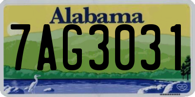AL license plate 7AG3031