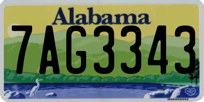 AL license plate 7AG3343