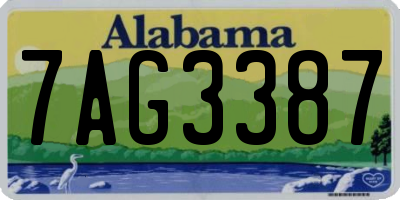 AL license plate 7AG3387
