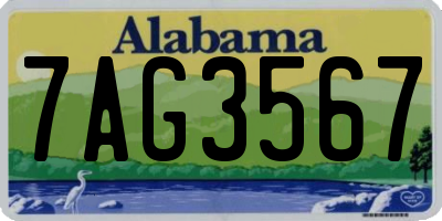AL license plate 7AG3567