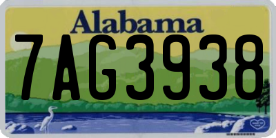 AL license plate 7AG3938