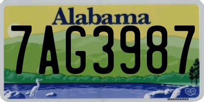 AL license plate 7AG3987