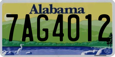 AL license plate 7AG4012