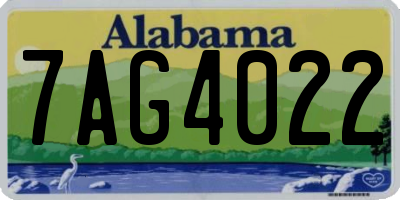AL license plate 7AG4022