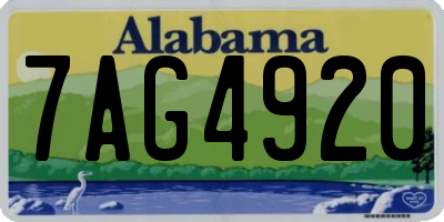 AL license plate 7AG4920